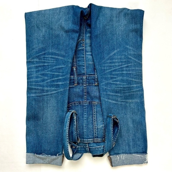 Madewell Denim Jean Overalls in Kemp Wash Bibs Jeans Raw Frayed Hem Size Small S - Picture 12 of 16